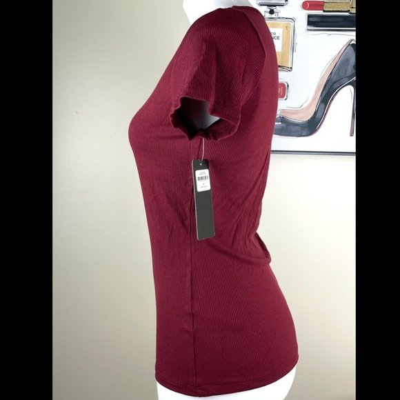 Bebe Ribbed V-Neck Tee - NWT - Picture 5 of 10